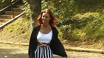 Redhead Teen Flaunts Her New Lingerie In The Great Outdoors