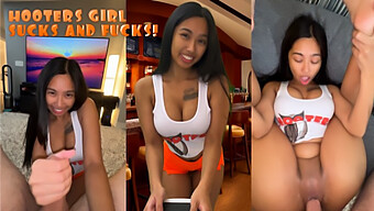 Pancutan Pov Di Atas Pelayan Hooters Berpayudara Besar Semulajadi!