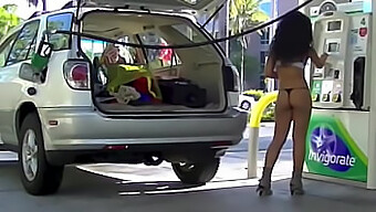 Public Gas Station Gas Station: Wife Nikki Brazil Flashes And Jerks Off