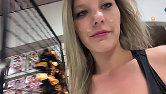 Public Blowjob And Cum Walk At The Adult Store