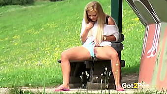 Blonde Gets Wet From Public Pissing