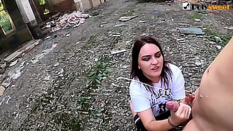 Kinky Femdom Polina Gives Outdoor Footjob And Cumshot