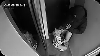 Esposa Loira Faz Um Boquete Para O Carteiro Enquanto O Marido Assiste Da Porta Ao Lado