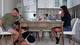 Hot Wife Watches As Maid Gets Fucked And Covered In Cum