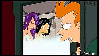 Amy And Leela'S Futurama Hentai Parody - Cartoon 3some In The Shower